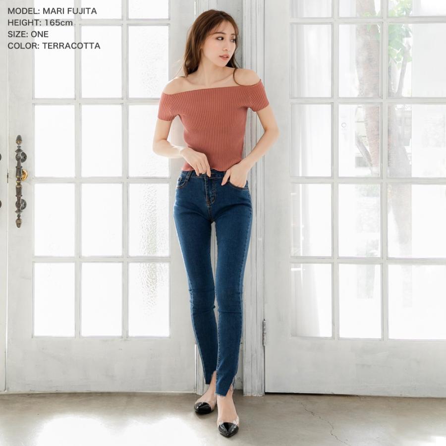 オフショル 半袖 オフショルダー トップス 夏 レディース ニット 肩出し サマーニット 黒 ニットトップス Julia Boutique 通販 Yahoo ショッピング