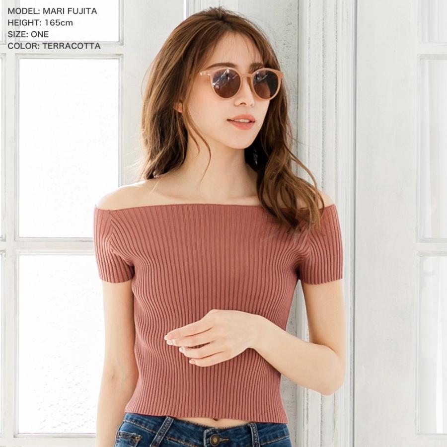 オフショル 半袖 オフショルダー トップス 夏 レディース ニット 肩出し サマーニット 夏ニット 黒 ブラック ニットトップス Julia Boutique 通販 Yahoo ショッピング