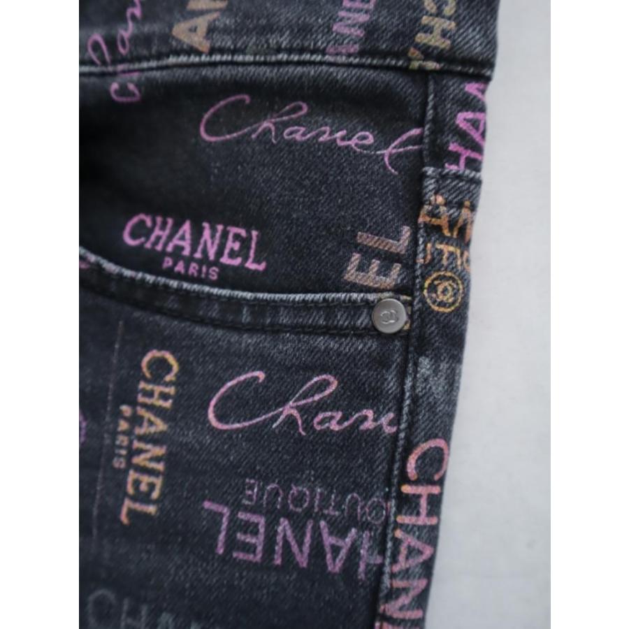CHANEL（シャネル） ロゴプリント デニムパンツ 40 Lサイズ ブラック