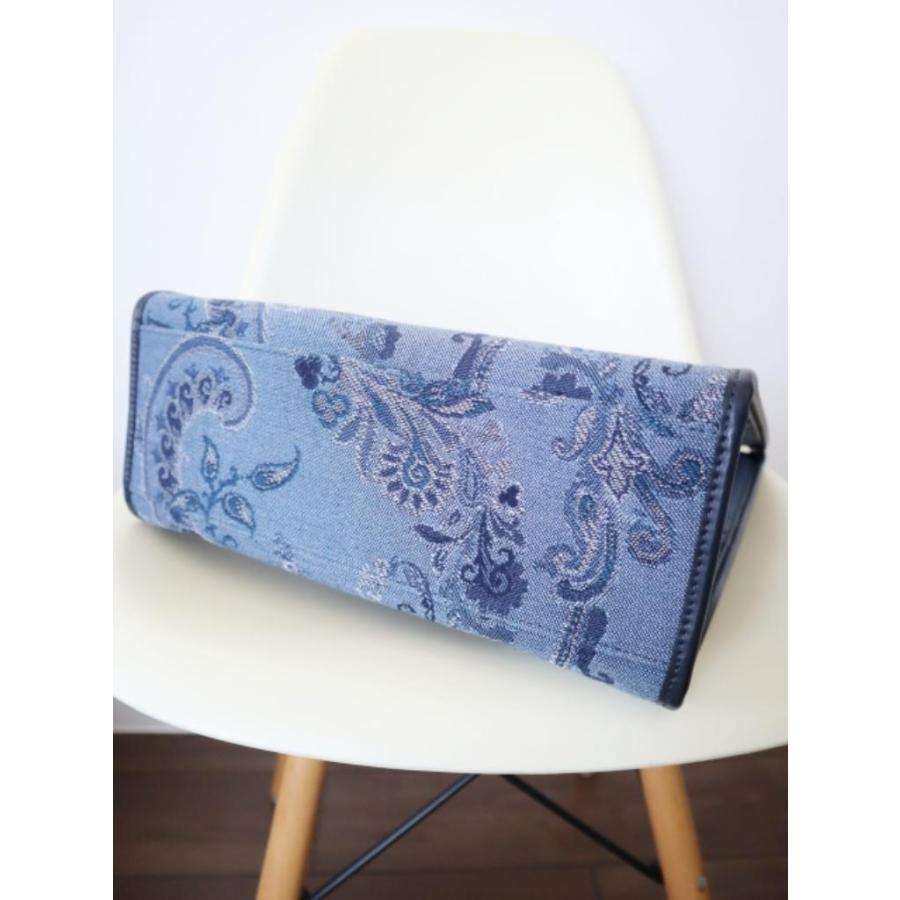 ETRO エトロ デニムジャガード トートバッグ 定価176,000円 ブルー ネイビー A4サイズ収納可 内ポケット レディース 6464174の画像