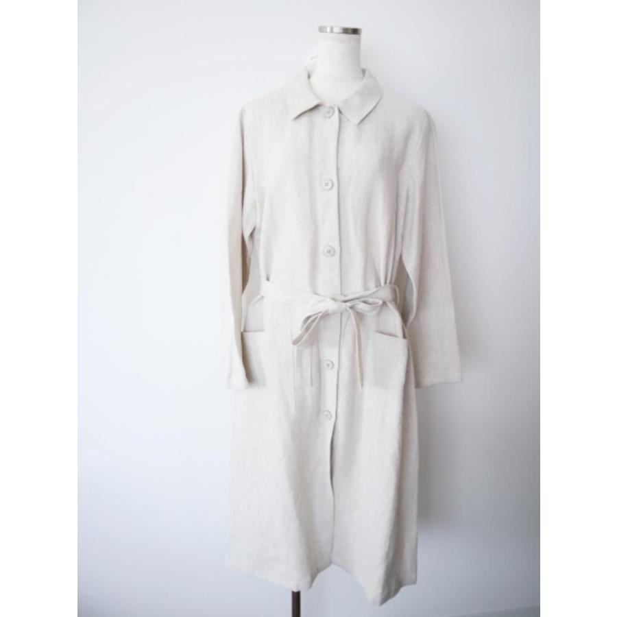 美品 アニエスベーagnès b リネン麻　ガウンコート　ベルト　オーバーサイズ agnes b.（アニエスベー） 新品！ コート 麻 ロングリネンコート