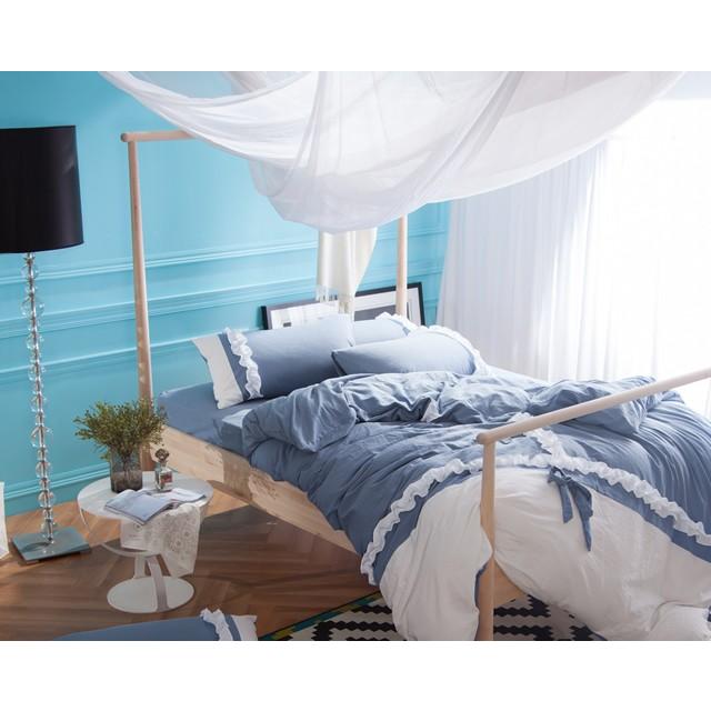 可愛い花柄布団カバー4点セット Bella16 ブルー (寝具カバー/ベッドリネン/掛け布団カバー/ボックスシーツ/ピロケース/枕カバー) | ノーブルスパーク | 01