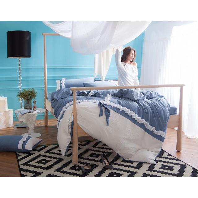 可愛い花柄布団カバー4点セット Bella16 ブルー (寝具カバー/ベッドリネン/掛け布団カバー/ボックスシーツ/ピロケース/枕カバー) | ノーブルスパーク | 04