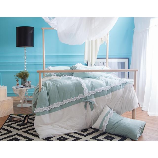 可愛い花柄布団カバー4点セット Bella17 グリーン (寝具カバー/ベッドリネン/掛け布団カバー/ボックスシーツ/ピロケース/枕カバー) | ノーブルスパーク | 02