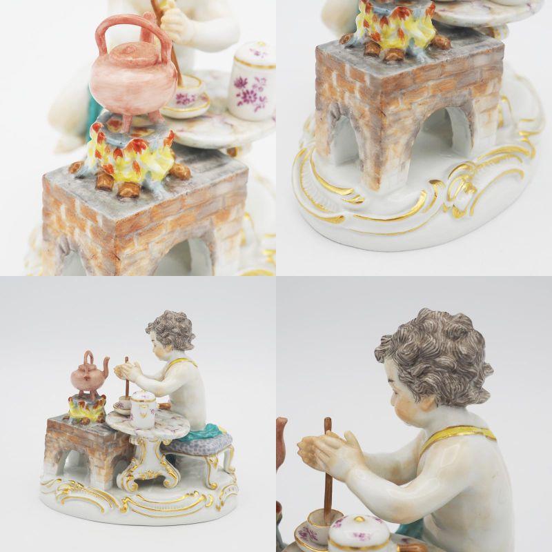 マイセン Meissen ホットチョコレートを作る天使 ケンドラー造形 四大元素シリーズより 火の寓意 1級品 フィギュリン　炎 人形｜julianus001｜05