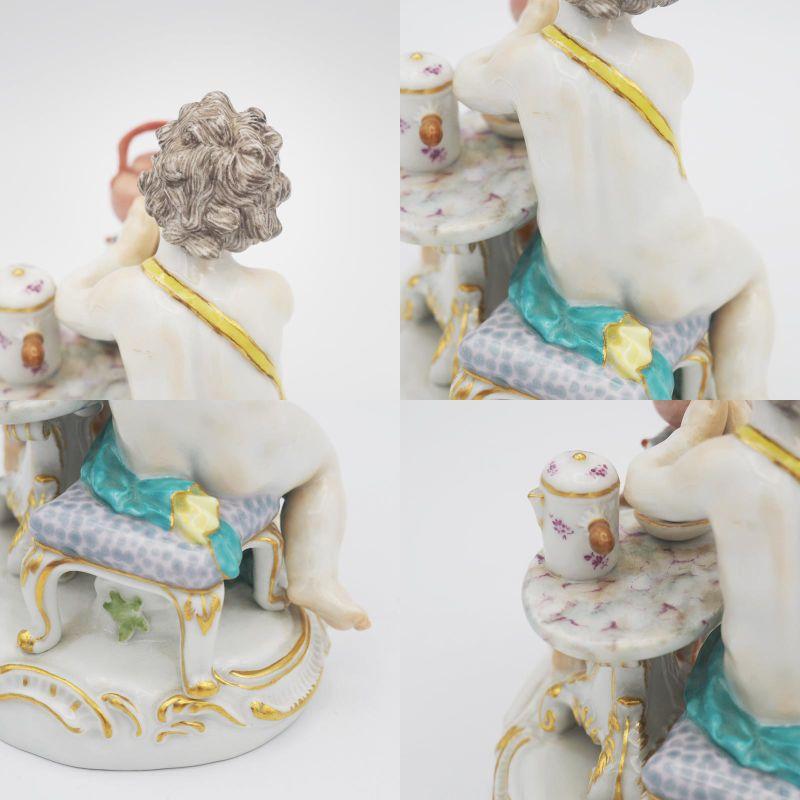 マイセン Meissen ホットチョコレートを作る天使 ケンドラー造形 四大元素シリーズより 火の寓意 1級品 フィギュリン　炎 人形｜julianus001｜08