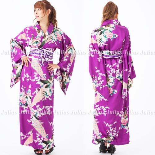 花魁系 着物ロングドレス 和柄 肩出しOK  パープル ac51         江戸 花魁道中 浴衣 よさこい 祭り 衣装 舞台 コスプレ ネグリジェ 羽織 |  | 01