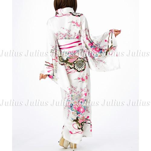 花魁 ガウンタイプ ゴージャス 着物ロングドレス  ホワイト 着物 帯セット ac58        江戸 花魁道中 コスプレ コスチューム |  | 02