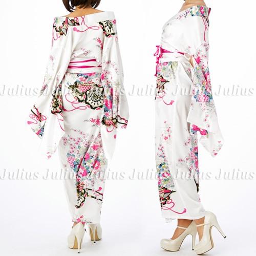 花魁 ガウンタイプ ゴージャス 着物ロングドレス  ホワイト 着物 帯セット ac58        江戸 花魁道中 コスプレ コスチューム |  | 04