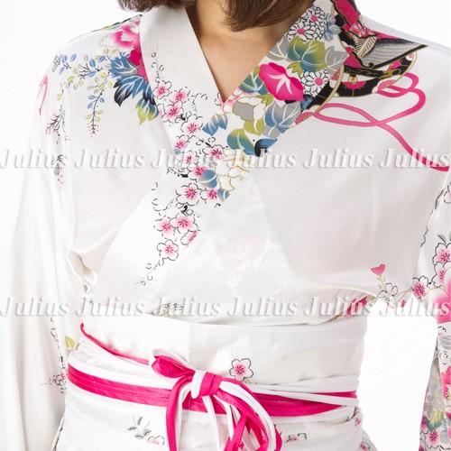 花魁 ガウンタイプ ゴージャス 着物ロングドレス  ホワイト 着物 帯セット ac58        江戸 花魁道中 コスプレ コスチューム |  | 05