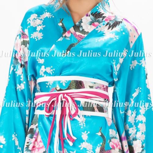 花魁 ガウンタイプ  サテン地 着物ロングドレス 花柄 孔雀 ブルー ac796        江戸 花魁道中 浴衣 祭り 衣装 舞台 コスプレ ナイトドレス ネグリジェ |  | 03