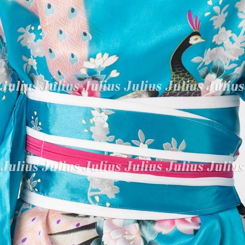 花魁 ガウンタイプ  サテン地 着物ロングドレス 花柄 孔雀 ブルー ac796        江戸 花魁道中 浴衣 祭り 衣装 舞台 コスプレ ナイトドレス ネグリジェ |  | 04