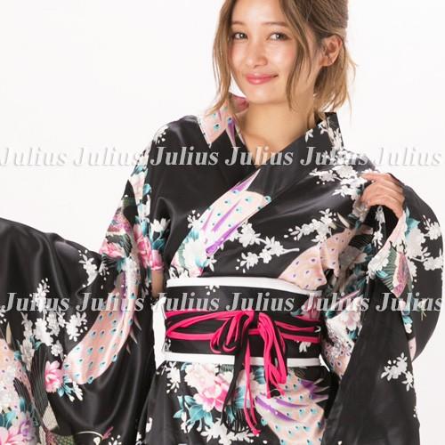 花魁  和柄 ガウンタイプ 着物ロングドレス ブラック ac97　　　　江戸 花魁道中 浴衣 祭り 衣装 舞台 コスプレ ネグリジェ 羽織 帯 草履 水商売 姫系 かん |  | 02