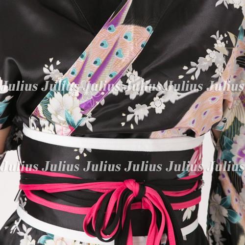 花魁  和柄 ガウンタイプ 着物ロングドレス ブラック ac97　　　　江戸 花魁道中 浴衣 祭り 衣装 舞台 コスプレ ネグリジェ 羽織 帯 草履 水商売 姫系 かん |  | 04