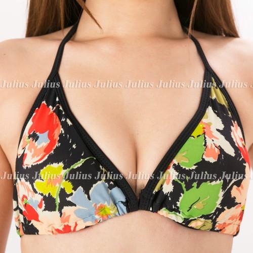 フラワーアート 三角ビキニ (胸パット入)フルバック モンステラ 黒【花柄 ラッシュガード  トップス ショートパンツ  セット水着 |  | 03