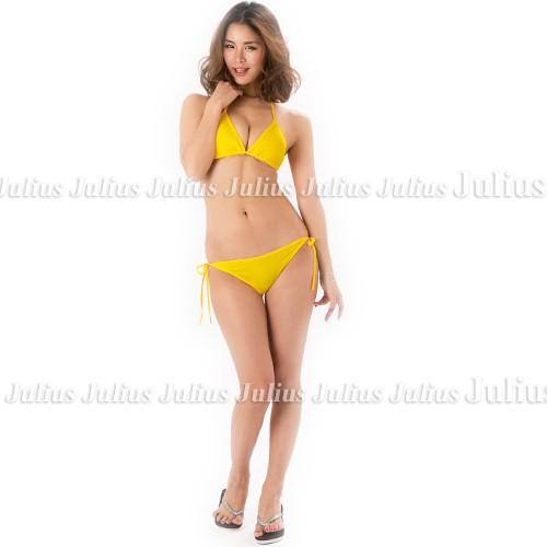 ビキニ (胸パット入) 水着 三角ビキニ イエロー　　　ビーチ 海パン ブラジリアン 見せブラ ワンピース ノンワイヤー 可愛い 紐パンツ 競泳 水 |  | 04