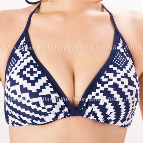 幾何学系柄 三角ビキニ(胸パット入) 紺 フルバック 水着　　セット水着 レディース ブラジリアン 見せブラ マイクロビキニ チューブトップ |  | 04