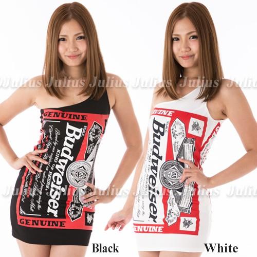 2カラー ワンショルダー バドガール ミニスカ ワンピース 白 黒    ハロウィン 仮装 コスプレ セクシー ダンス コスチューム  ウエイトレス チアガール |  | 01