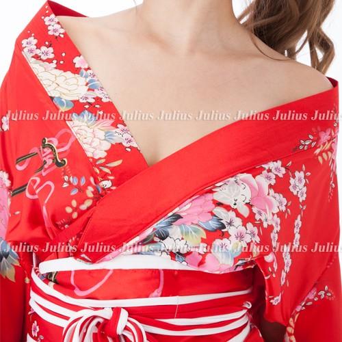 花魁 着物ドレス ワンピース 肩出しOK! 赤 華花 fc92【江戸 花魁道中 浴衣 セクシー よさこい 祭り 衣装 舞台 コスプレ  羽織 草履 水商売 |  | 04