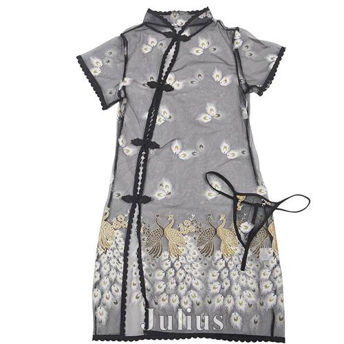 オール シースルー ピーコック 大胆 チャイナドレス ランジェリー Ｔバック付き hol8566   ナイトドレス ガウン ハロウィン スリップ |  | 02