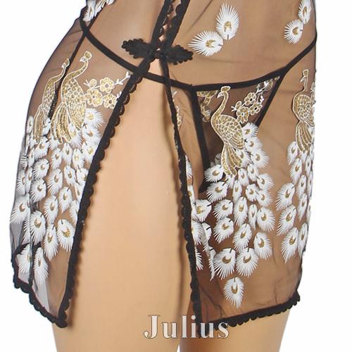 オール シースルー ピーコック 大胆 チャイナドレス ランジェリー Ｔバック付き hol8566   ナイトドレス ガウン ハロウィン スリップ |  | 06