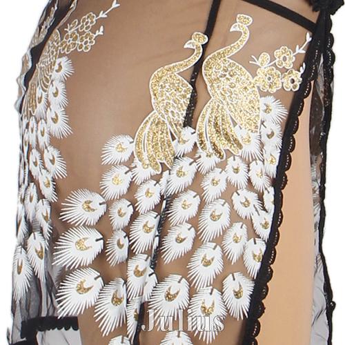 オール シースルー ピーコック 大胆 チャイナドレス ランジェリー Ｔバック付き hol8566   ナイトドレス ガウン ハロウィン スリップ |  | 07