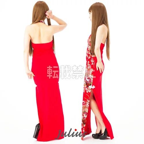 和柄 ホルターネック チャイナドレス ロングドレス 大胆 スリット mc71      ナイトドレス タイト スレンダー 民族衣装  ハロウィーン ハロウィン |  | 02