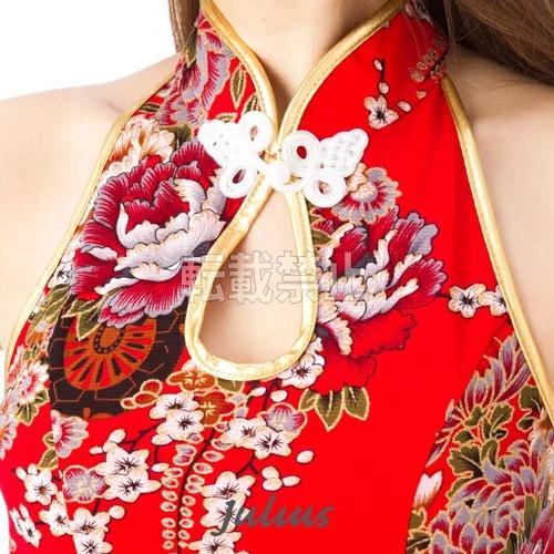 和柄 ホルターネック チャイナドレス ロングドレス 大胆 スリット mc71      ナイトドレス タイト スレンダー 民族衣装  ハロウィーン ハロウィン |  | 03