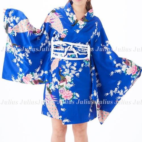 花魁系 セクシー 着物ドレス ワンピース 肩出しOK！ 浴衣 青 oc85    コスプレ よさこい 江戸 花魁道中 浴衣 祭り 衣装 舞台 民俗衣装 海外土産 羽織 草履 |  | 03