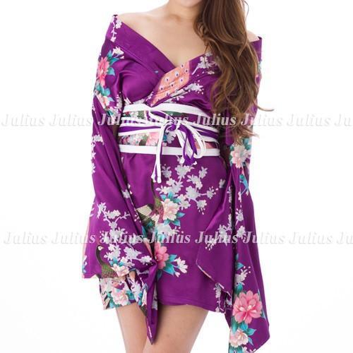 花魁系 Sexy 着物ドレス ワンピース 肩出OK  パープル pc43        江戸 花魁道中 浴衣 芸者 舞妓 よさこい 祭り 衣装 キャバ お水 コスプレ サテン ダンス サ |  | 03