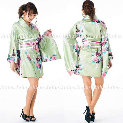 花魁 着物ドレス ワンピース 肩出しOK 緑 孔雀 pc45          江戸 花魁道中 浴衣 祭り よさこい 芸者 舞妓 衣装 舞台 コスプレ ガウン 羽織 帯 |  | 01