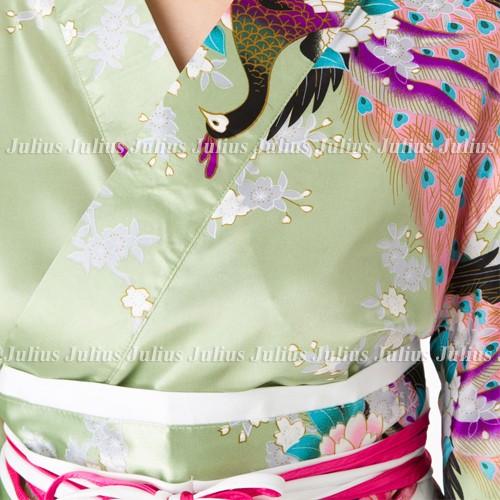 花魁 着物ドレス ワンピース 肩出しOK 緑 孔雀 pc45          江戸 花魁道中 浴衣 祭り よさこい 芸者 舞妓 衣装 舞台 コスプレ ガウン 羽織 帯 |  | 04