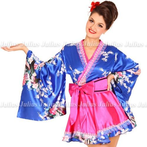 上品なお色 Cute お姫様 花魁系 着物ドレス ワンピース 青ｘピンク系 pc510         江戸 花魁道中 浴衣 袴 祭り 衣装 舞台 コスプレ 羽織 帯 草履 |  | 01