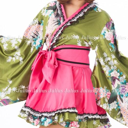 Cute お姫様みたいな 花魁系 着物ドレス ワンピース 緑ｘピンク系 pc67       江戸 花魁道中 浴衣 祭り 衣装 舞台 コスプレ ガウン よさこい |  | 03