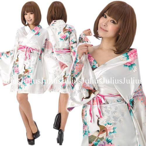 花魁系  着物ドレス ワンピース 肩出OK ホワイト 孔雀 pc86       江戸 花魁道中 浴衣 羽織 祭り 衣装 舞台 コスプレ ネグリジェ 羽織 帯 草履 よさこい 姫系 |  | 03