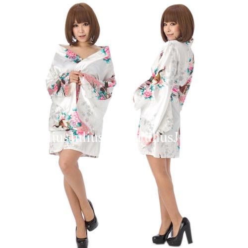 花魁系  着物ドレス ワンピース 肩出OK ホワイト 孔雀 pc86       江戸 花魁道中 浴衣 羽織 祭り 衣装 舞台 コスプレ ネグリジェ 羽織 帯 草履 よさこい 姫系 |  | 04