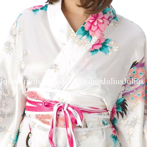 花魁系  着物ドレス ワンピース 肩出OK ホワイト 孔雀 pc86       江戸 花魁道中 浴衣 羽織 祭り 衣装 舞台 コスプレ ネグリジェ 羽織 帯 草履 よさこい 姫系 |  | 05