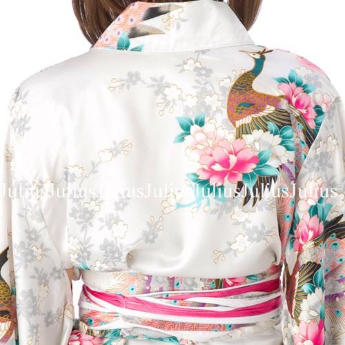 花魁系  着物ドレス ワンピース 肩出OK ホワイト 孔雀 pc86       江戸 花魁道中 浴衣 羽織 祭り 衣装 舞台 コスプレ ネグリジェ 羽織 帯 草履 よさこい 姫系 |  | 06