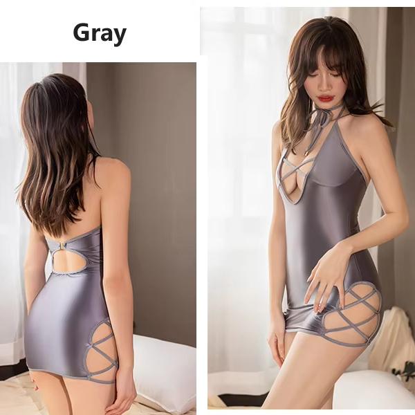 3カラー つるつる シャイニー セクシー マイクロミニ ボディコン ホルターネック ワンピース 極薄SBC6282  レースクイーン SEXYランジェリー |  | 02