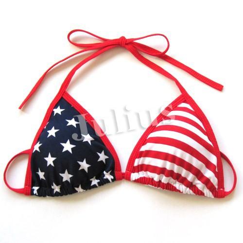 星条旗柄 Tバック ビキニ 水着 胸パット入 ネイビー＆レッド アメリカ  