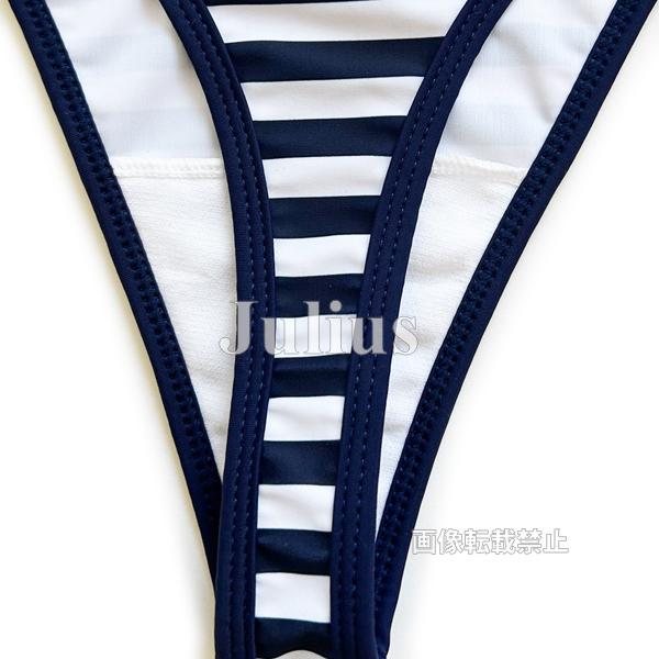 ネイビーｘホワイト ボーダー ビーチクイーン Ｔバック 三角ビキニ 水着 t64    サーフィン ブラジリアン  紐パンツ 競泳 水泳 スイムウェア |  | 06