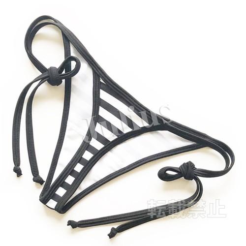 ボーダー Ｔバック 三角ビキニ 胸パット入 水着/黒ｘ白　　　海パン ワイヤー スイムウェア 紐パンツ 競泳 水泳 ラッシュガード サーフィン イベン |  | 04