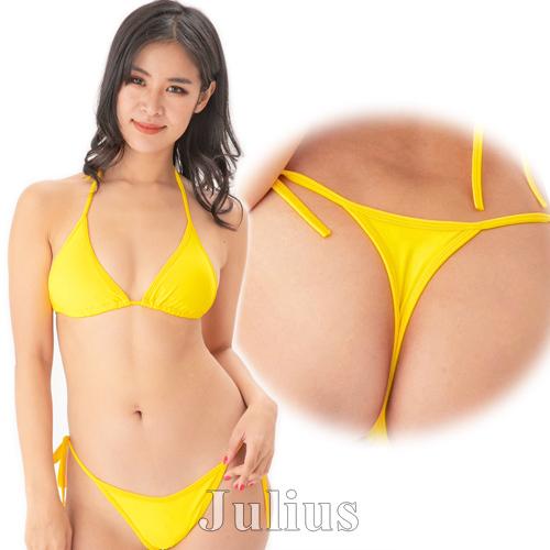 イエロー Tバック 三角ビキニ 胸パット入 水着 黄色 海パン