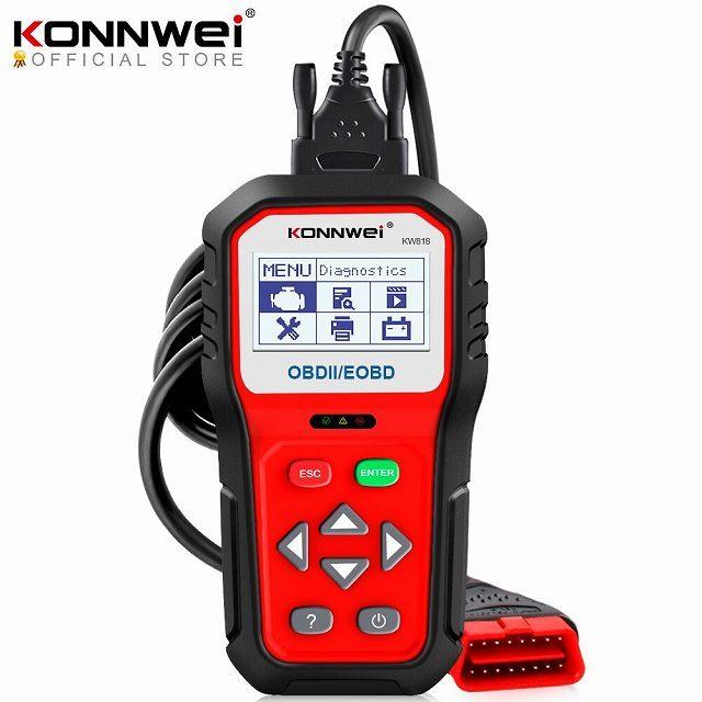 Konnwei Kw818 強化 Obdii Odb2 Eobd 50 Off 車 診断 スキャナ テスター エン エンジン チェック 12v バッテリー