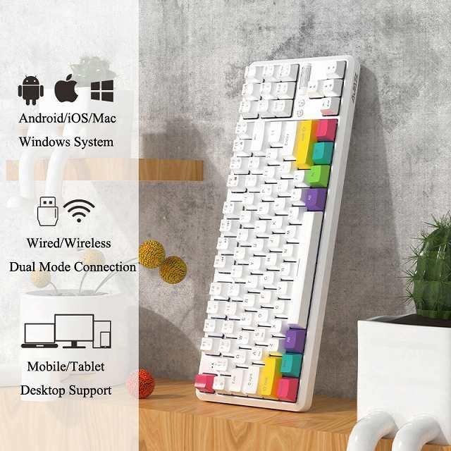 ギフト Ajazz 87 キーbluetooth 3 0 メカニカル キーボード デュアルモードコンピュータタブレット電話ユニバーサルホワイトrgbバック キーボード ただ今納期が4 6週間かかる場合がございます 了承いたしました Www Napsa Co Zm