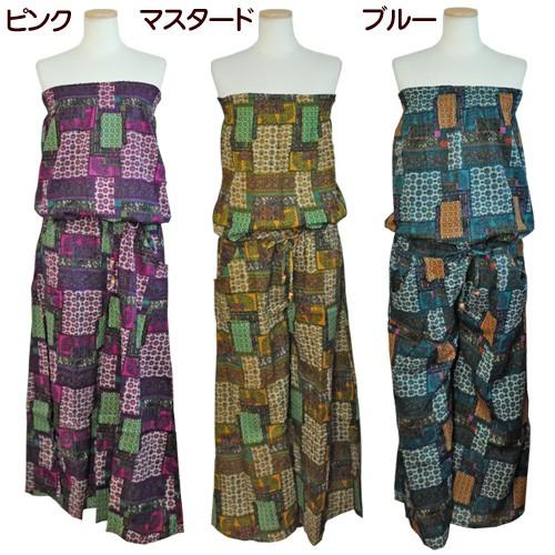 エスニックパッチパターンサロペット アジアンファッション 