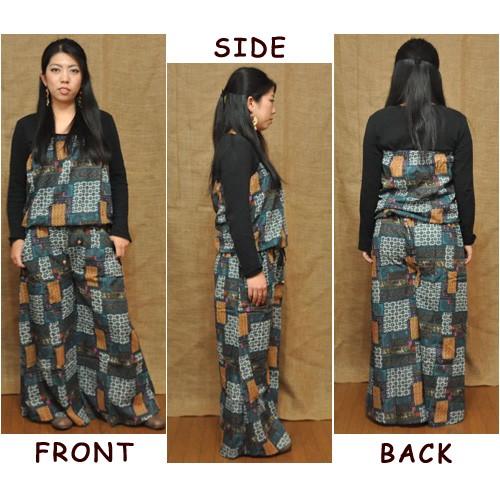 エスニックパッチパターンサロペット アジアンファッション 