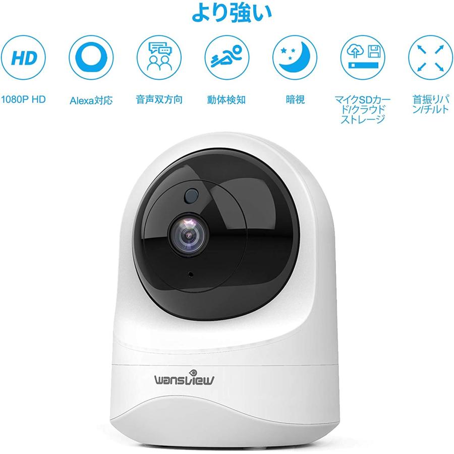 Wansview ネットワークカメラ1080P 200万画素 WiFi IPカメラ