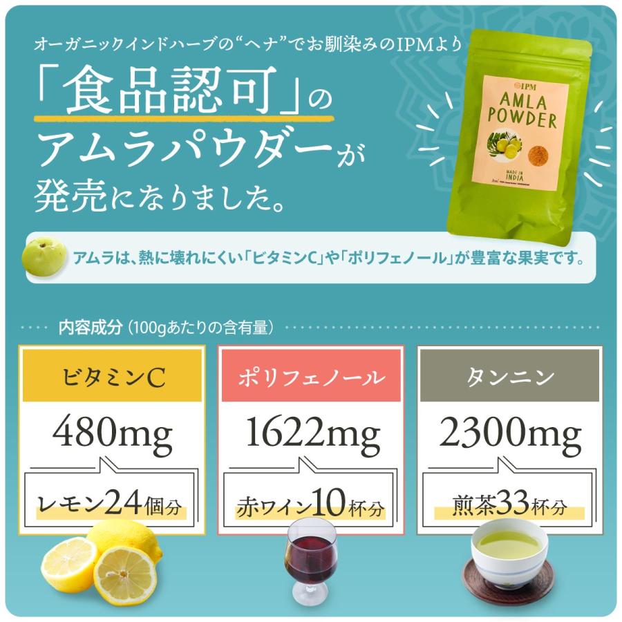 IPM アムラパウダー 100g【アミノ酸サプリメント2包付き】 食品認可 アムラ粉末 オーガニック 無添加 |  | 02