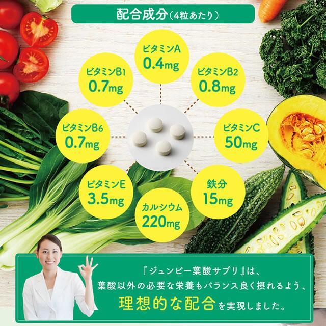 【正規品】ジュンビー葉酸サプリ 厚生労働省推奨の葉酸を400μg配合した国産・無添加の葉酸サプリ |  | 03